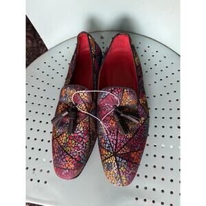 Fertini Designer Mens Loafers 9.5 / 43 Multicolor Pattern Tassel Leather Shoes
